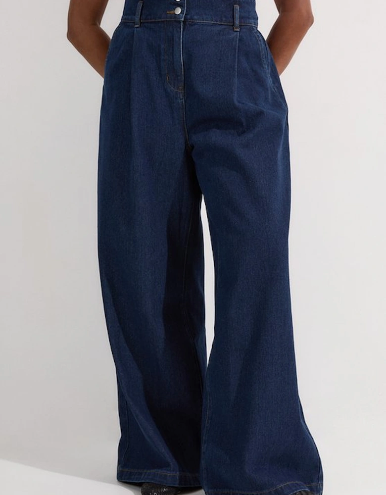 Plus Size Denim Wide Leg Trousers