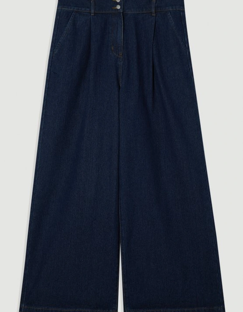 Plus Size Denim Wide Leg Trousers