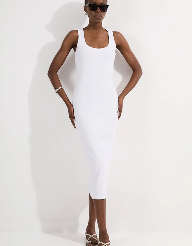 Petite Compact Jersey Rib Racer Maxi Dress