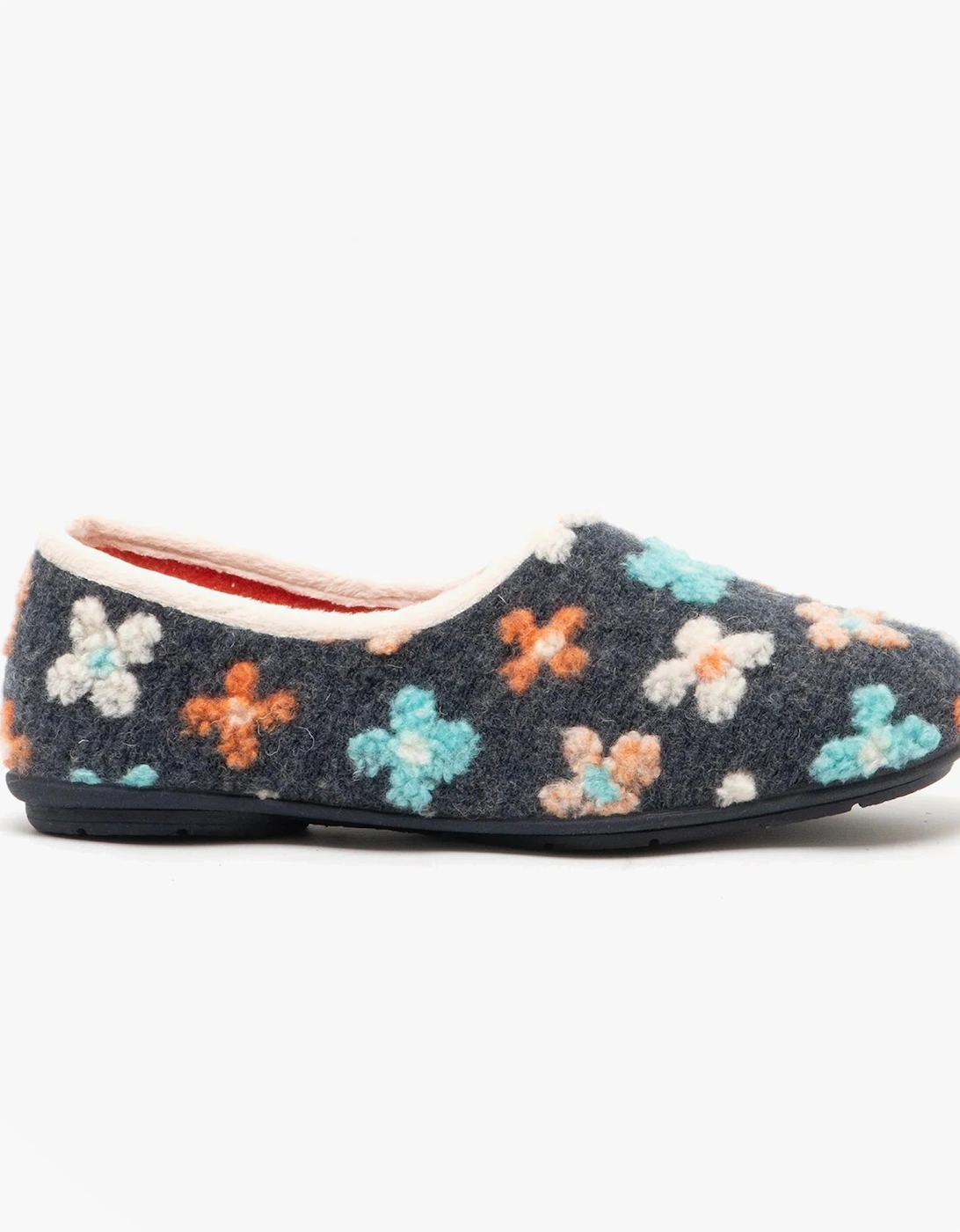 GRACIE Womens Knitted Full Slippers Grey Multi, 5 of 4