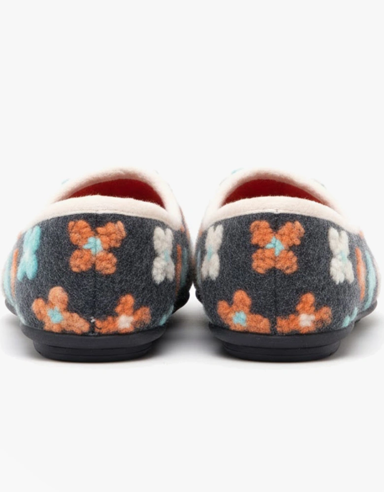 GRACIE Womens Knitted Full Slippers Grey Multi