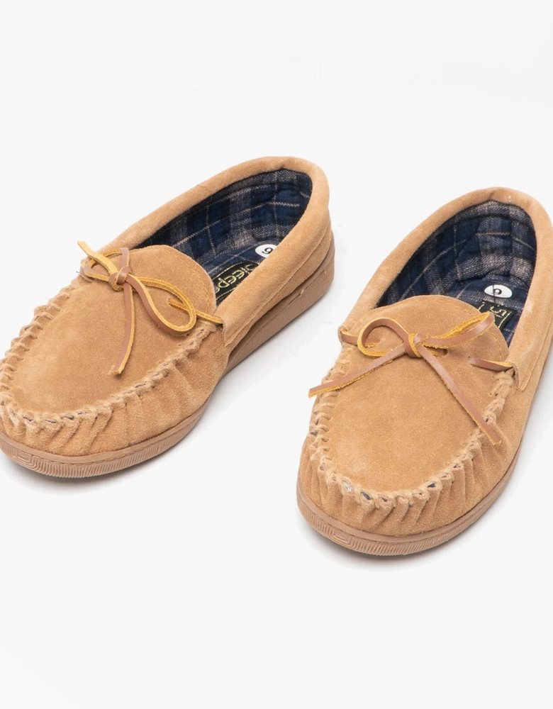 ADIE Mens Moccasin Slippers Sand