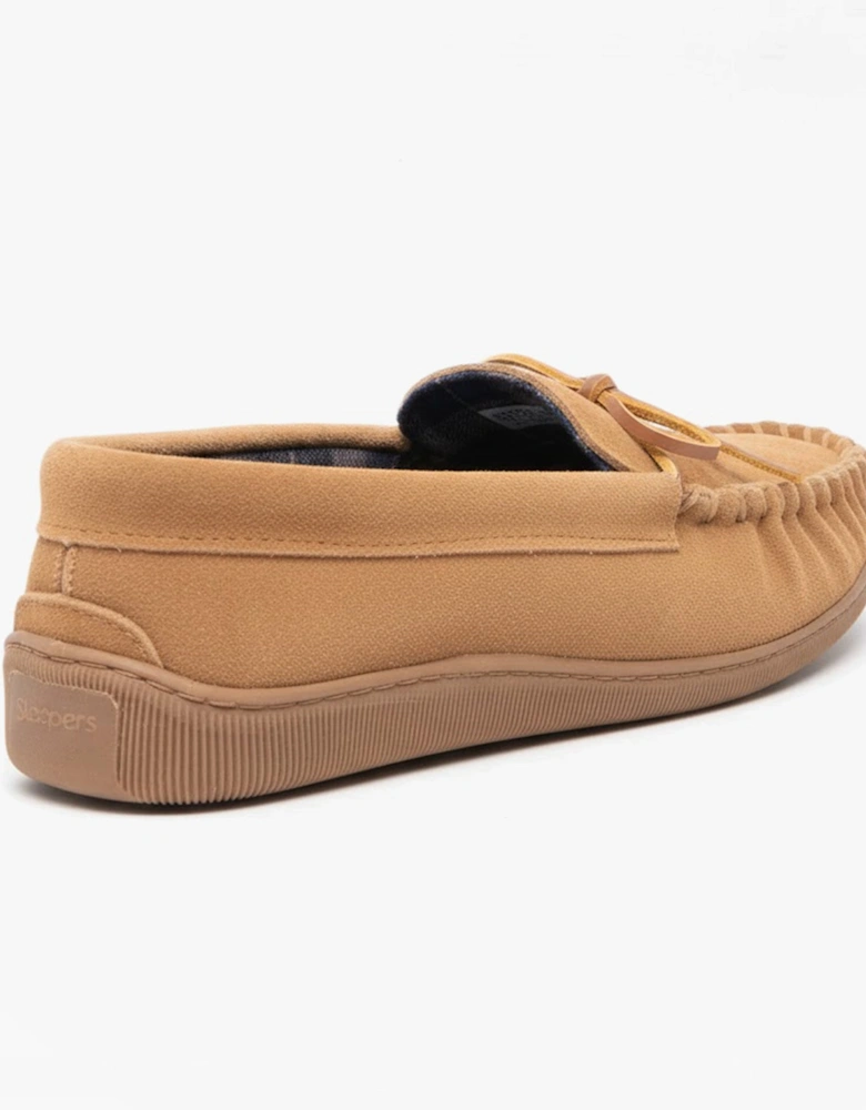 ADIE Mens Moccasin Slippers Sand