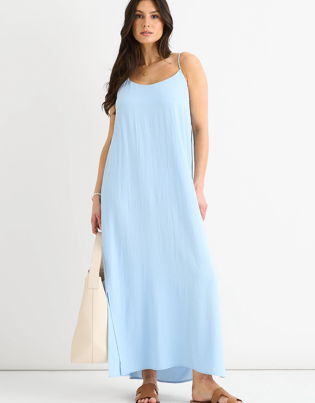Blue Strappy Cross Back Airflow Oversized dress, 2 of 1