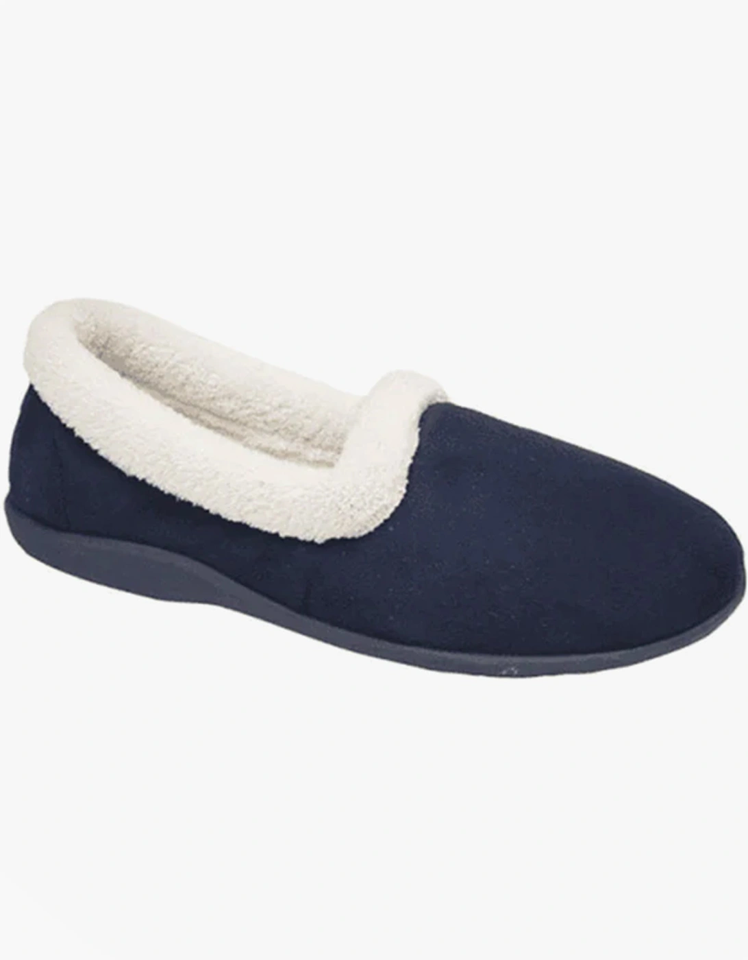 SANDIE II Womens Textile Collared Full Slippers Navy