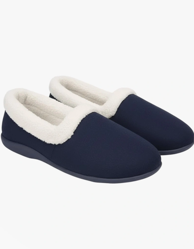 SANDIE II Womens Textile Collared Full Slippers Navy