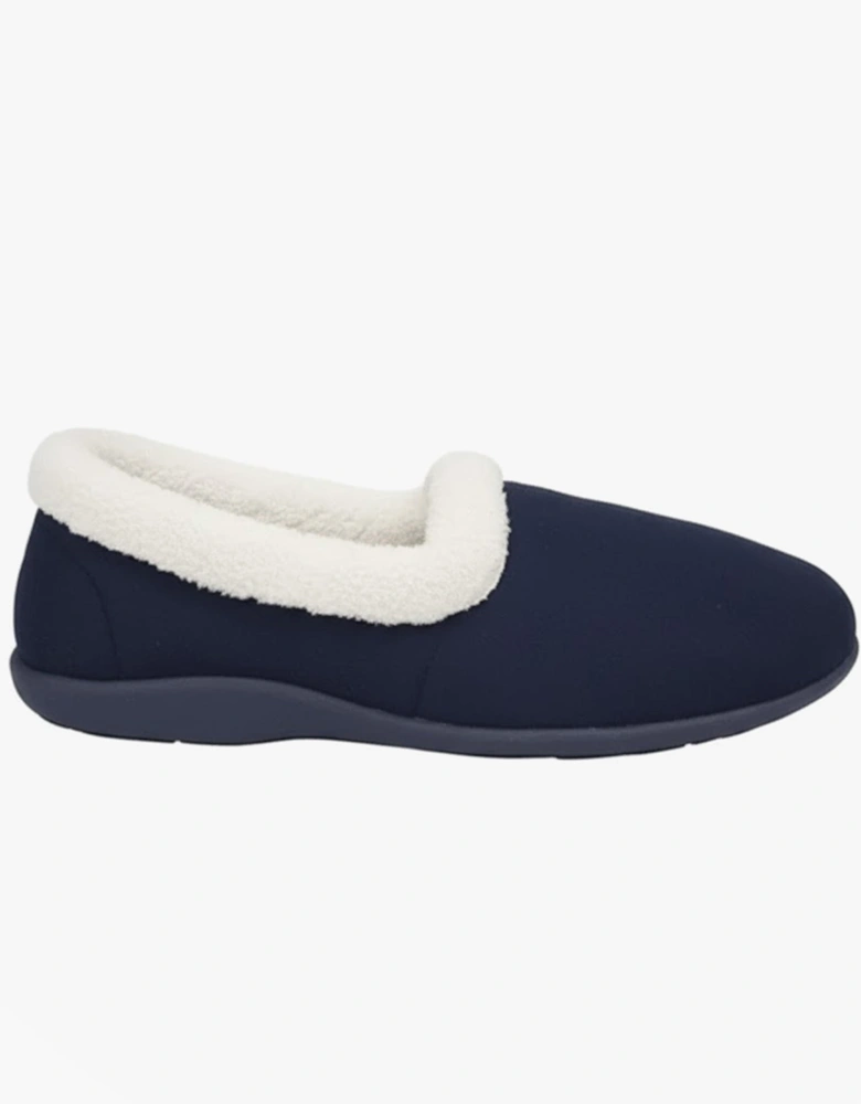 SANDIE II Womens Textile Collared Full Slippers Navy