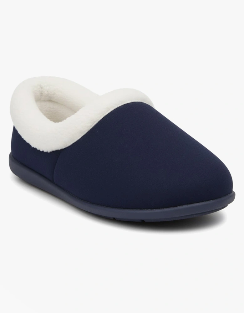 SANDIE II Womens Textile Collared Full Slippers Navy