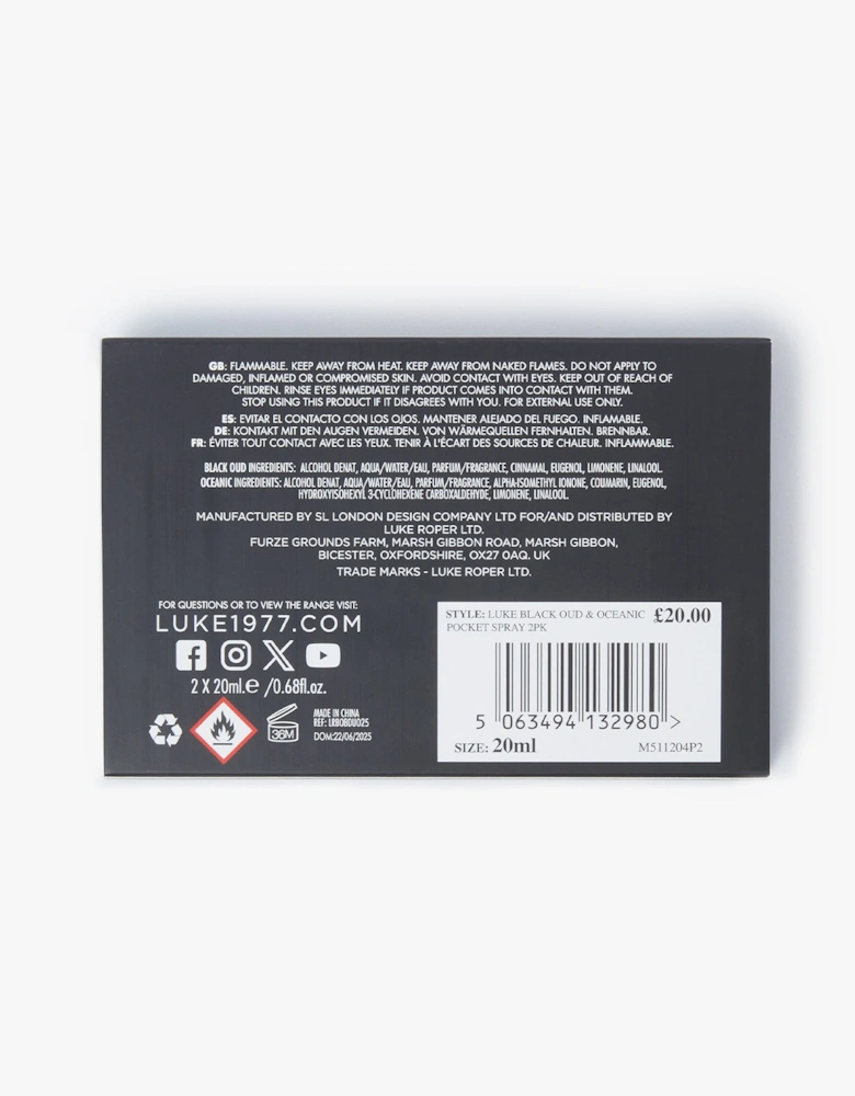 Two Pack 20ml Pocket Spray Gift Set - Black Oud & Oceanic