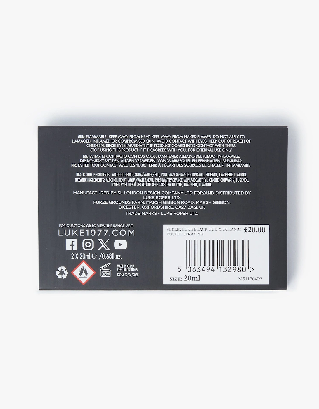 Two Pack 20ml Pocket Spray Gift Set - Black Oud & Oceanic