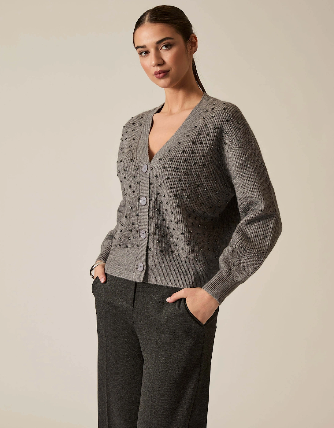 Grey Stud Cardi