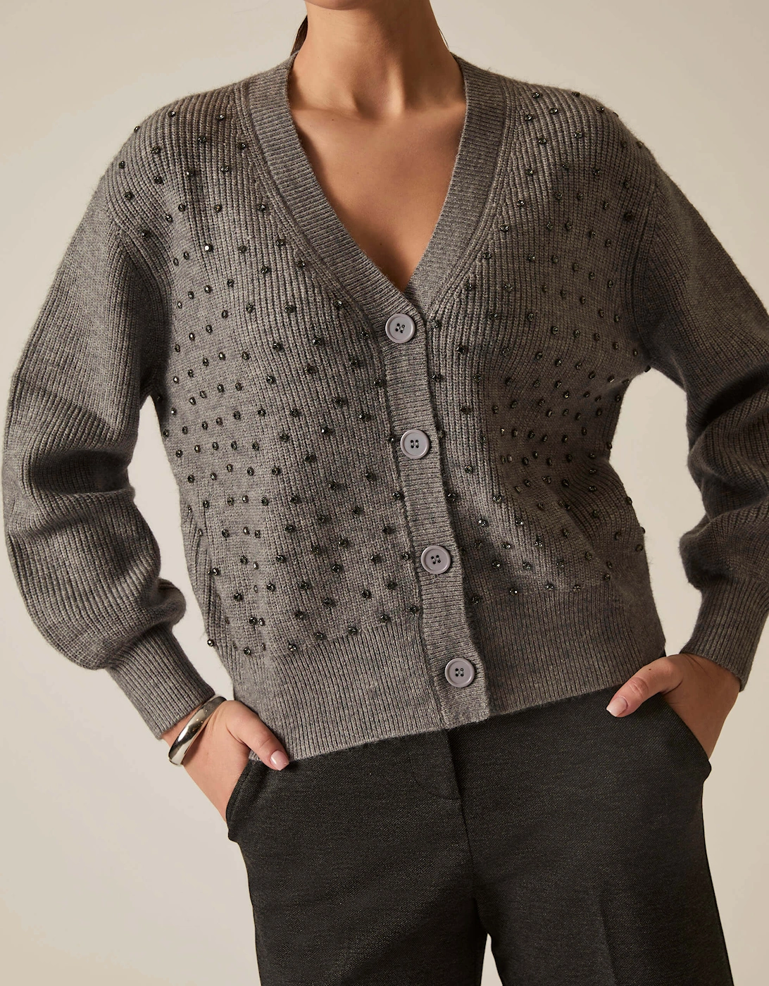Grey Stud Cardi