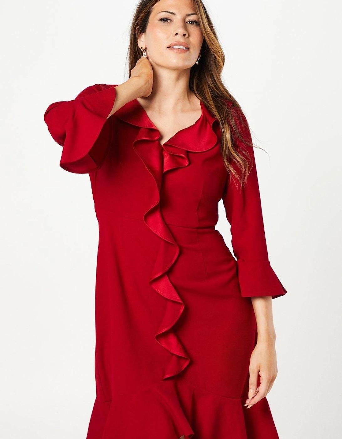 Occasion Satin Ruffle Shift Dress, 2 of 1