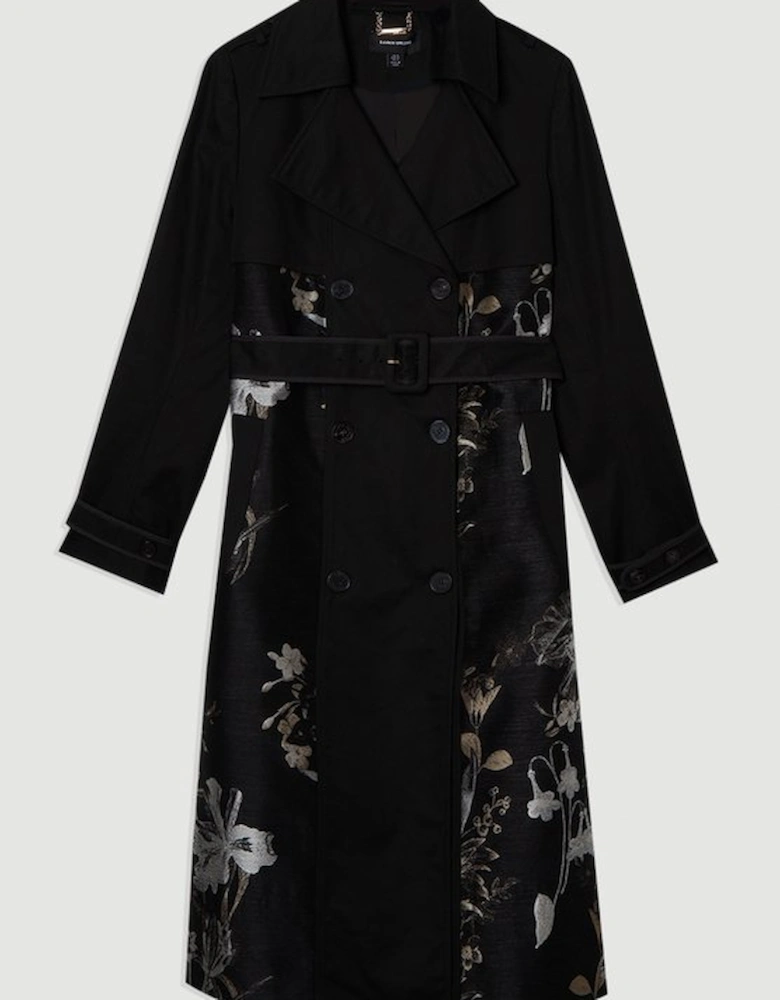 Printed Jacquard Trench Mix Coat