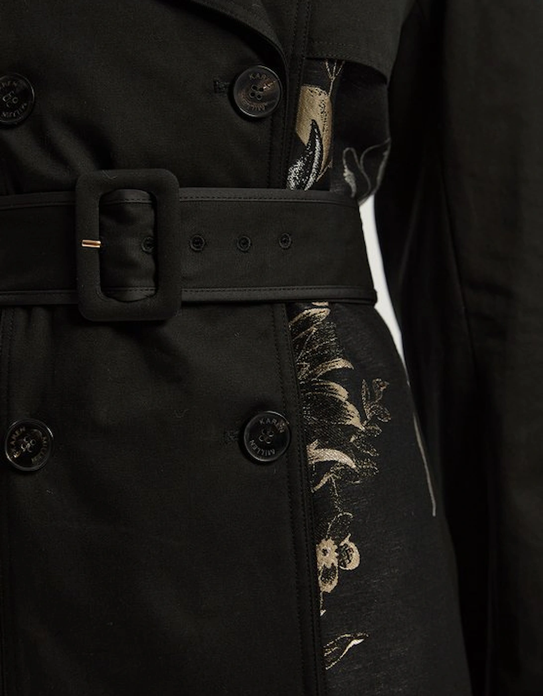 Printed Jacquard Trench Mix Coat