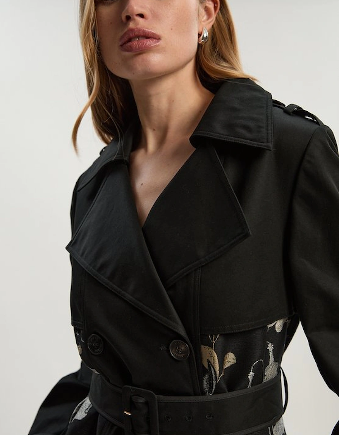 Printed Jacquard Trench Mix Coat