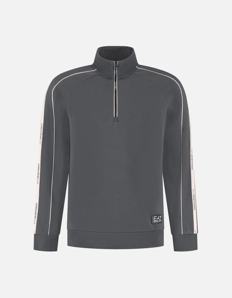 Tape Logo Grey Quarter Zip Sweatshirt