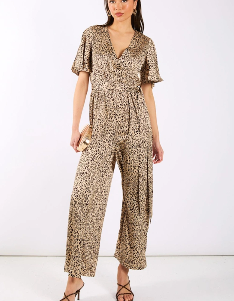 Leopard Printed Satin Jumpsuit