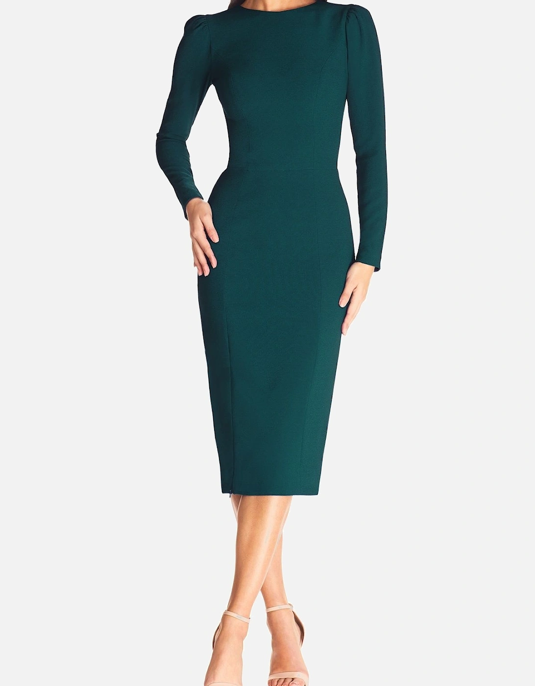 Nadia Puff Sleeve High Slit Midi Dress, 2 of 1