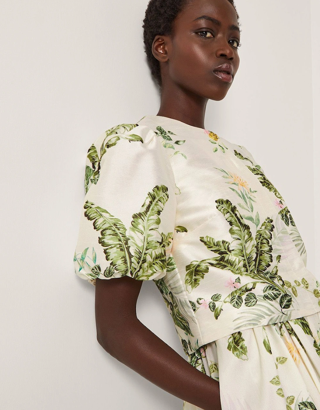 Anne Floral Puff Sleeve Jacket Cream, 2 of 1