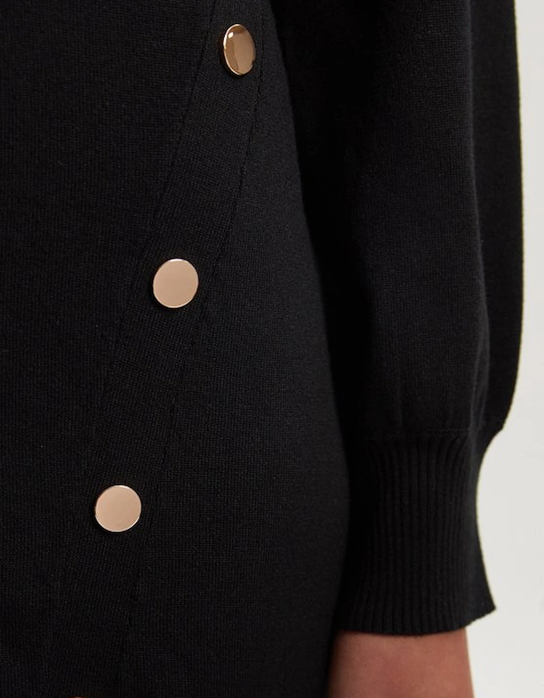 Viscose Blend Popper Detail Knitted Mini Dress