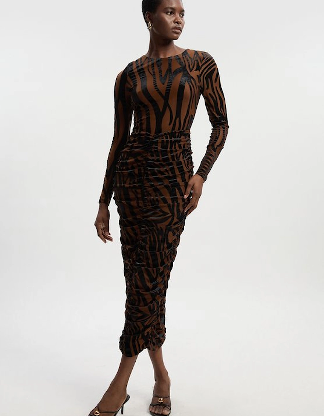 Animal Stretch Velvet Devore Midi Dress