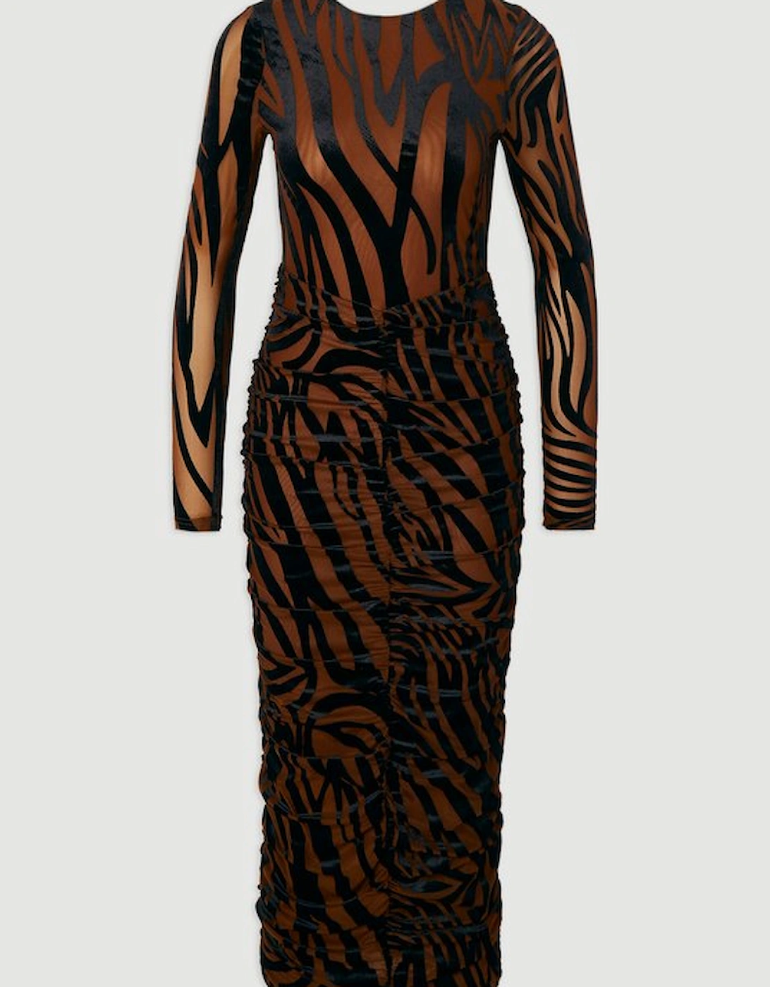 Animal Stretch Velvet Devore Midi Dress
