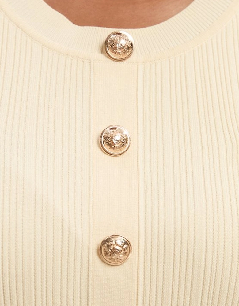 Plus Size Viscose Blend Maxi Knit Dress With Chiffon Sleeve Military Trim