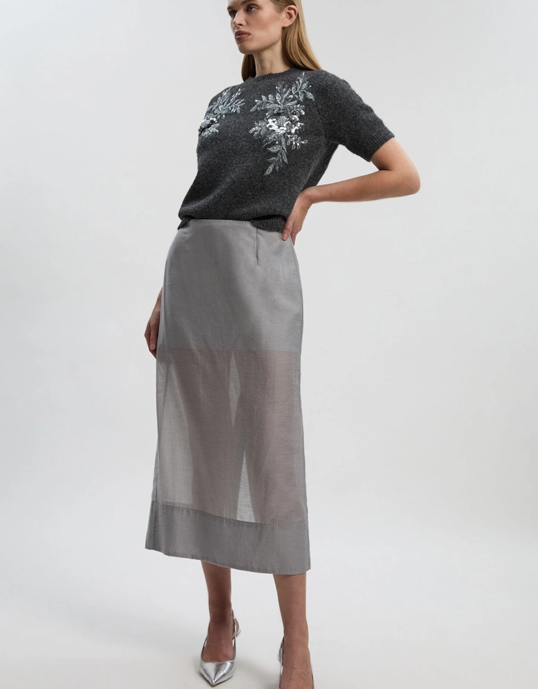 Archive - Sheer Organdie Woven Midi Skirt
