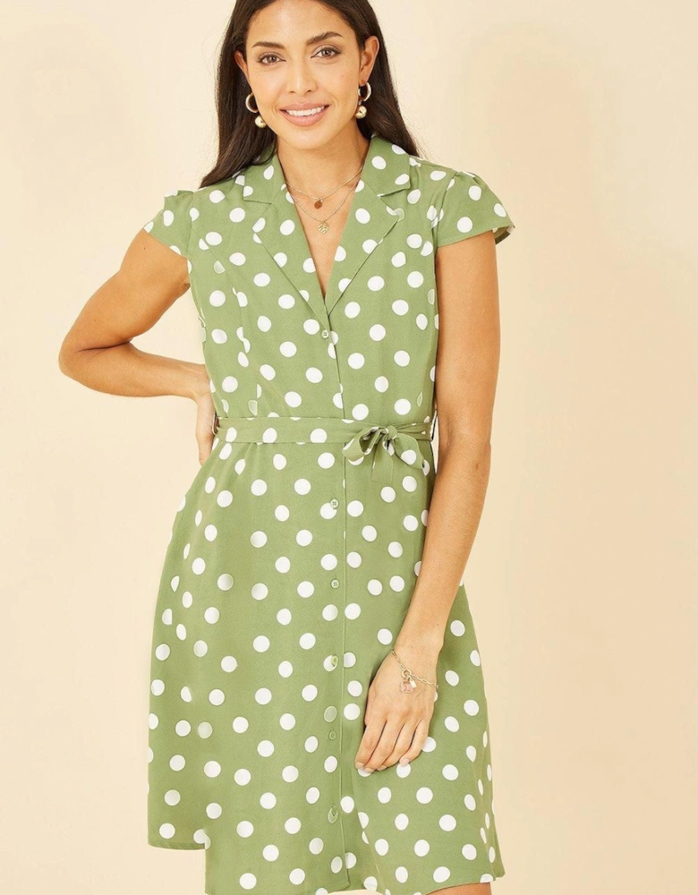 Green Polka Dot Retro Shirt Dress