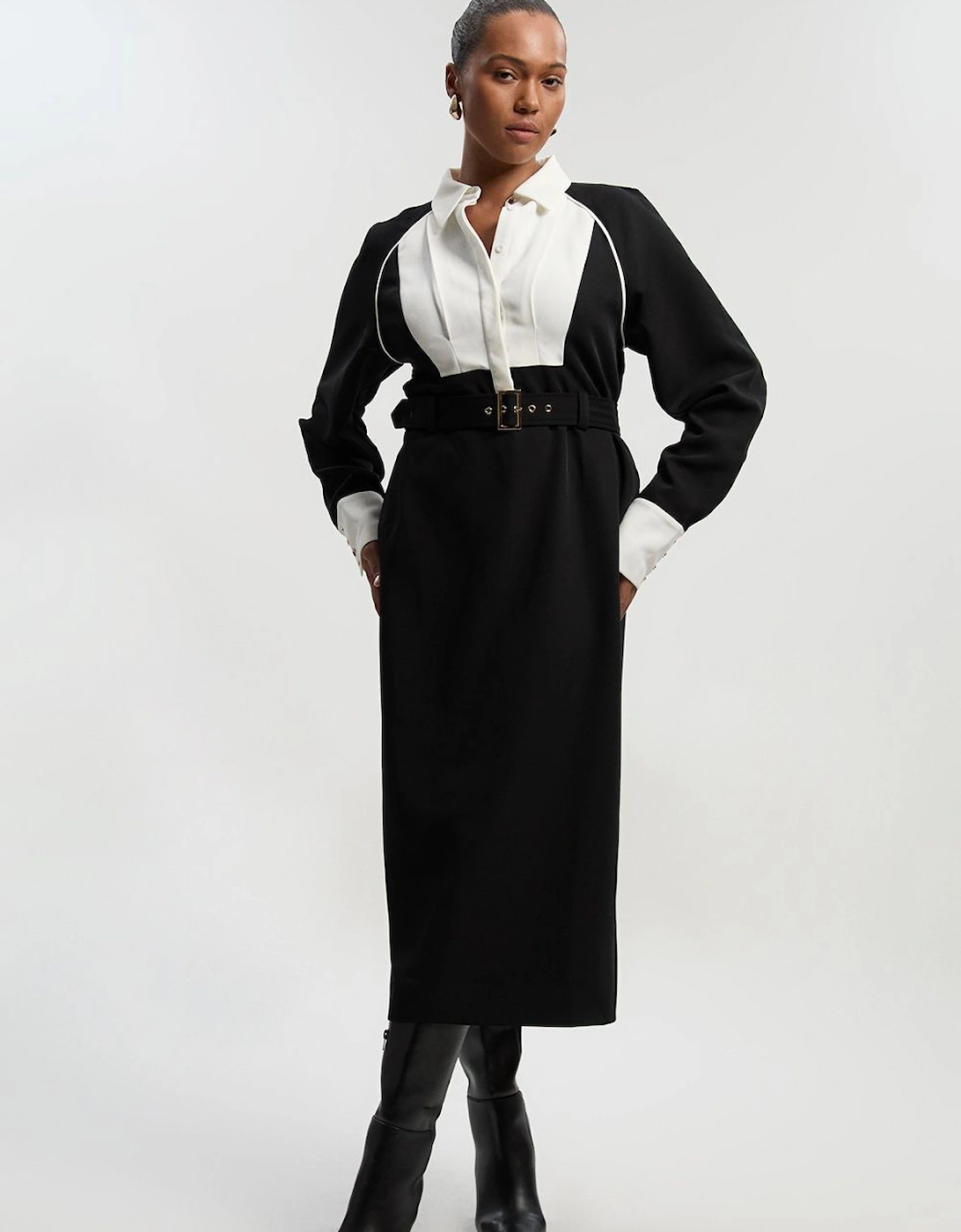 Plus Size Twill Collared Woven Maxi Dress, 2 of 1