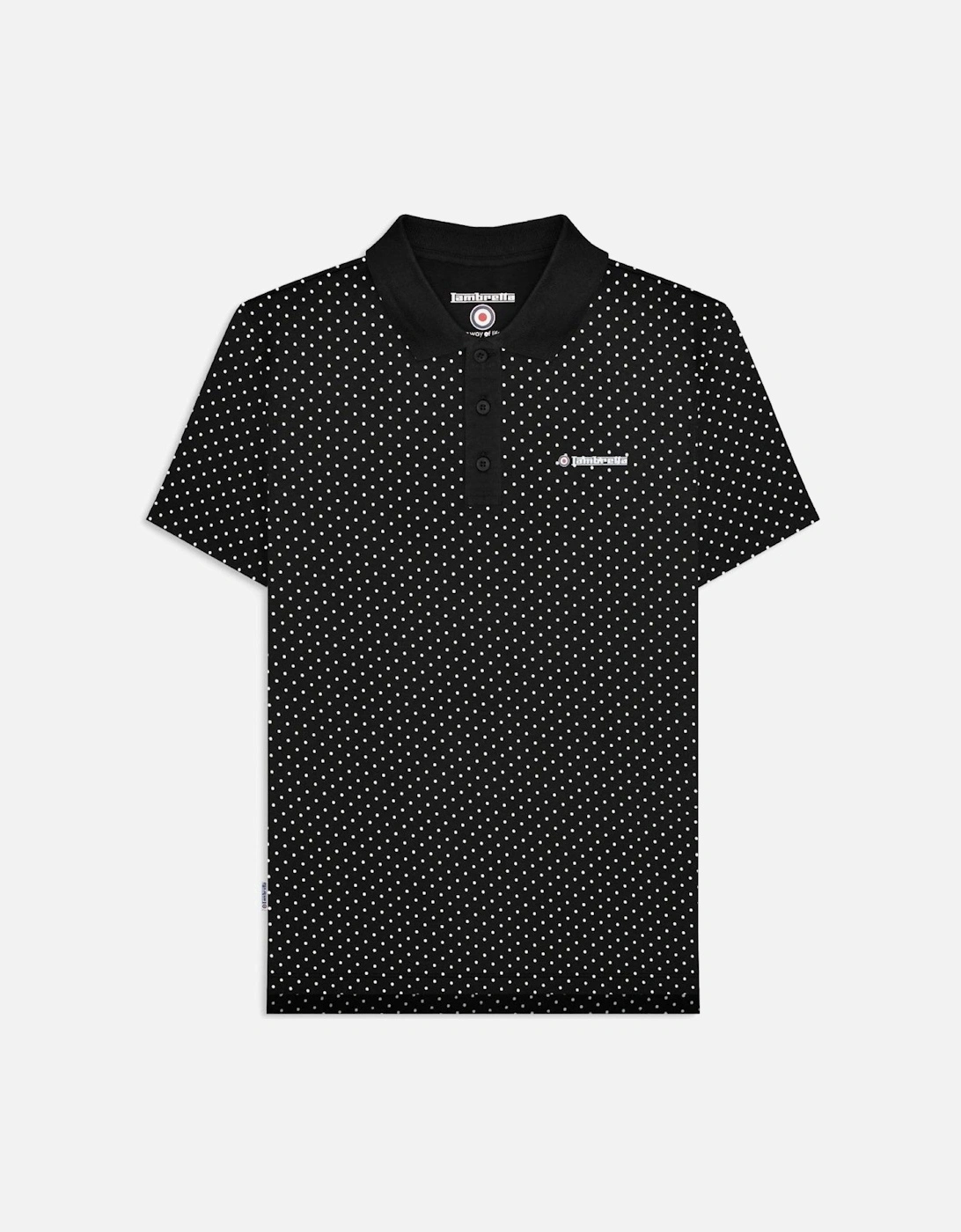 Mens Polkadot Retro Short Sleeve Polo Shirt - Navy, 2 of 1