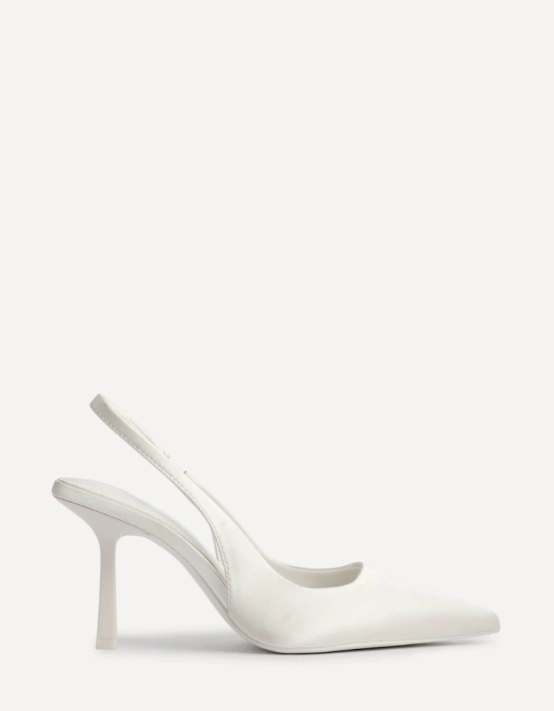 Matched Ivory Satin Bridal Sling Back Court Heel