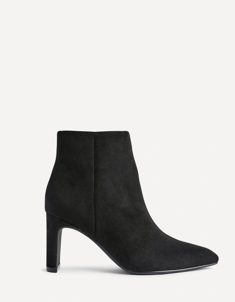 Alisha Black Faux Suede Heeled Ankle Boot