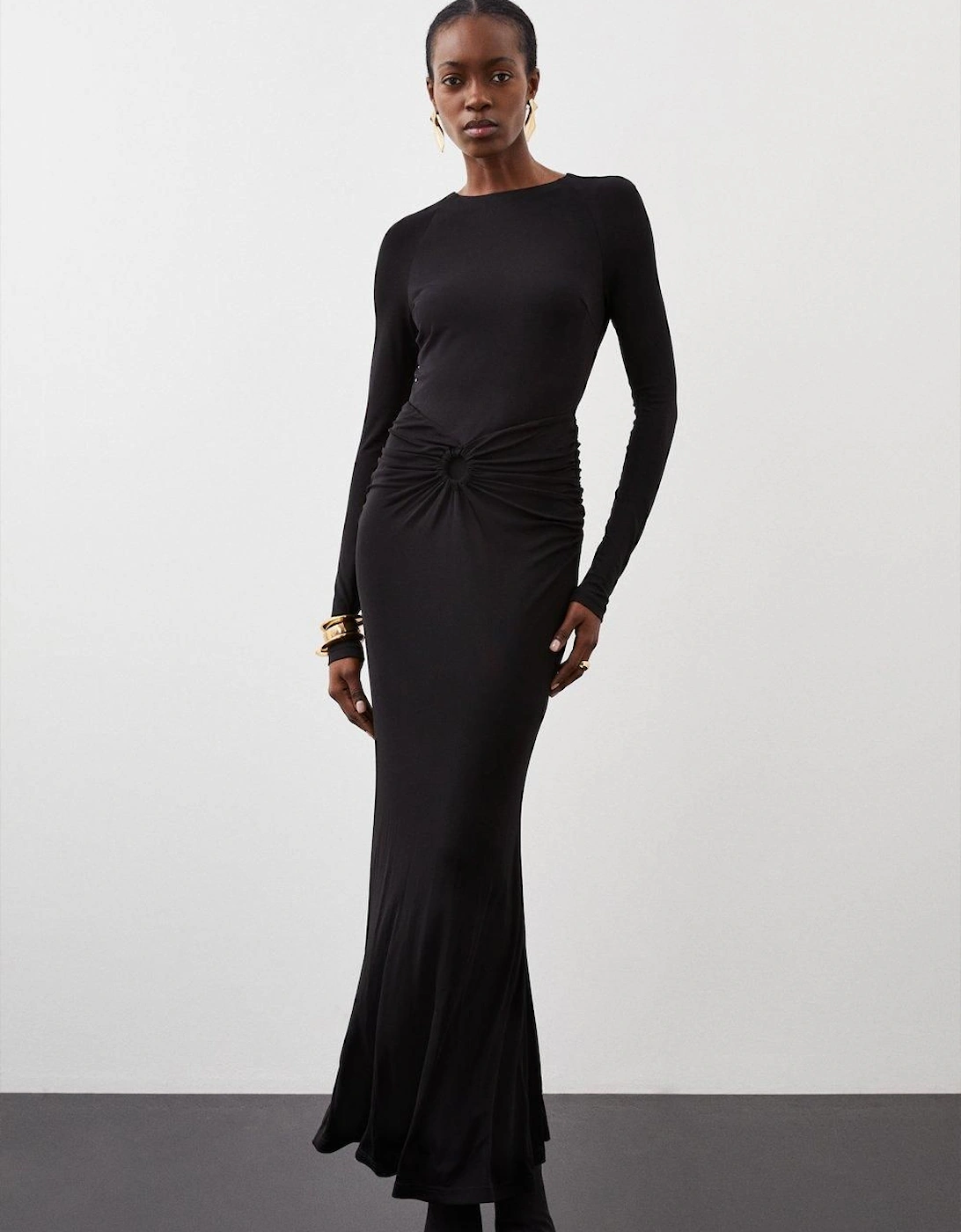 Premium Stretch Crepe Jersey Maxi Dress, 2 of 1