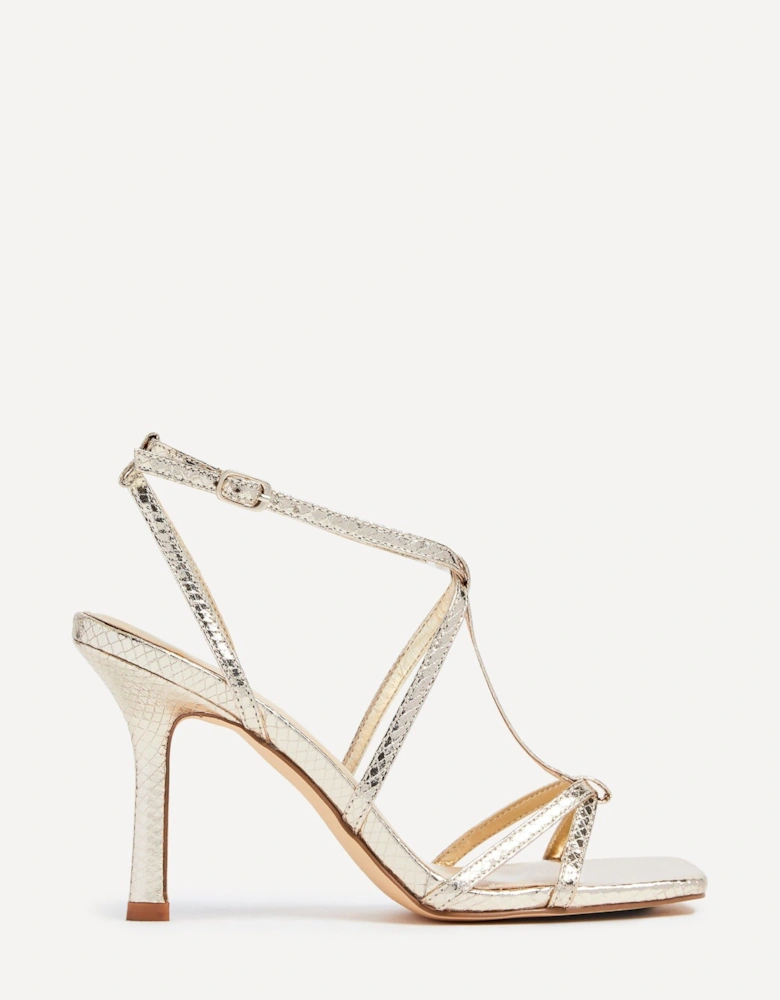 Posie Gold Lizard Effect T-Bar High Heel