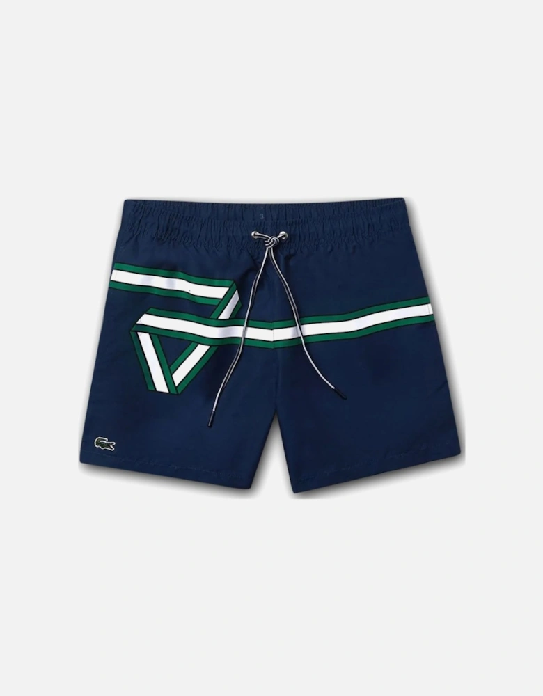 Men's Navy Ribbon Print Swim Shorts