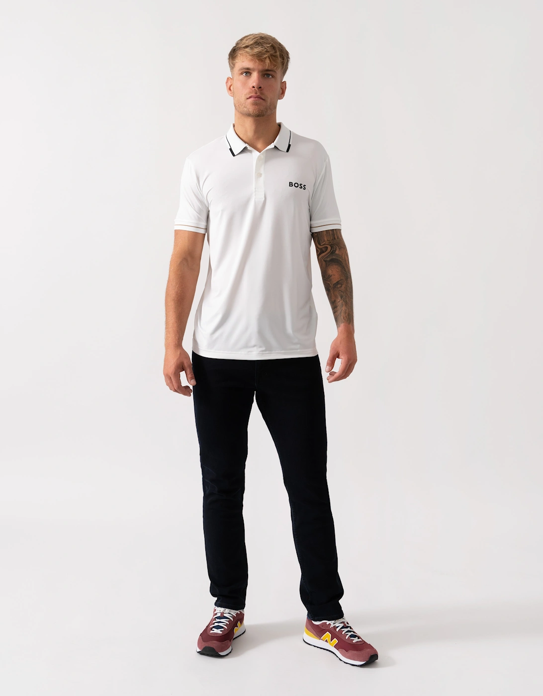 BOSS Green Paul Pro Mens Tipped Polo Shirt - Natural 104