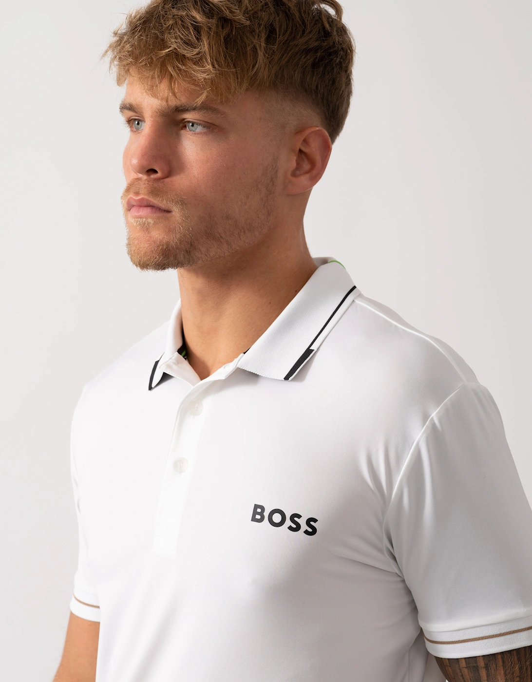 BOSS Green Paul Pro Mens Tipped Polo Shirt - Natural 104