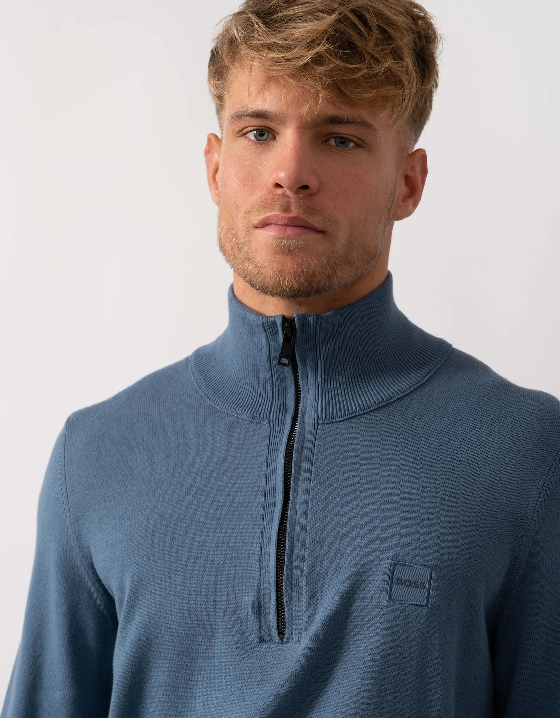 BOSS Orange Kanobix S Mens 1/4 Zip Jumper - Open Blue 495