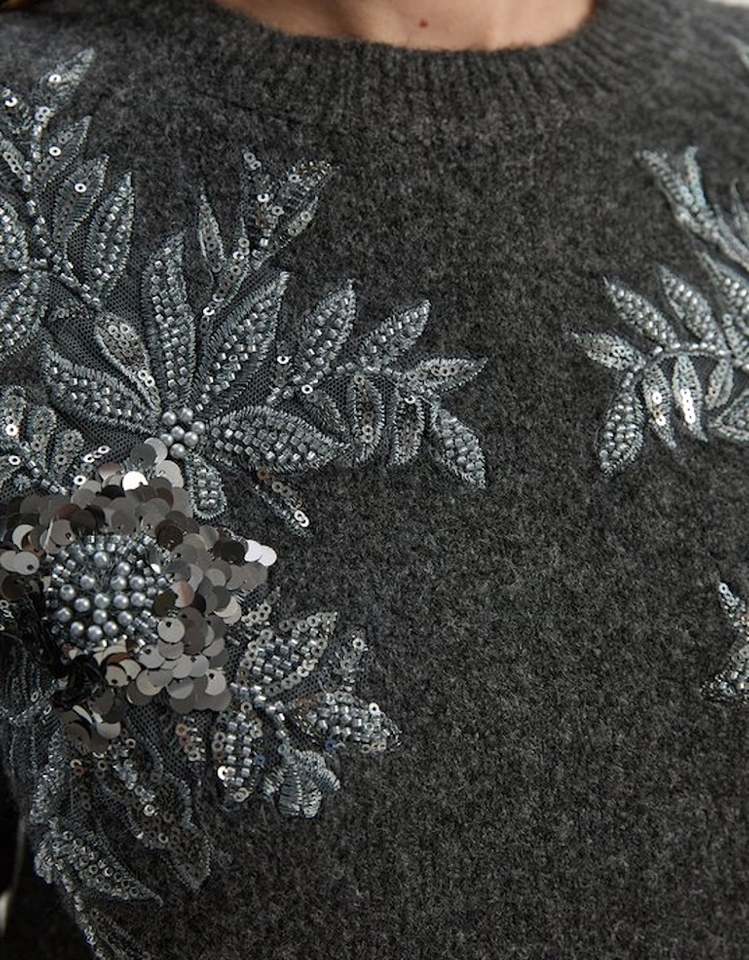 Archive Floral Embellished Cosy Wool Blend Top