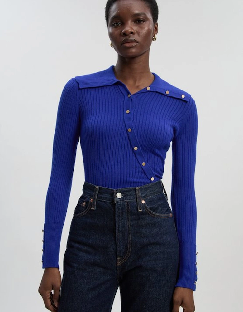 Viscose Blend Trim Detail Knit Top