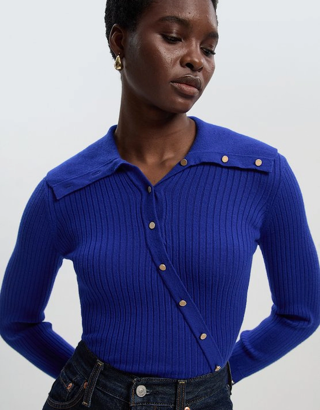 Viscose Blend Trim Detail Knit Top