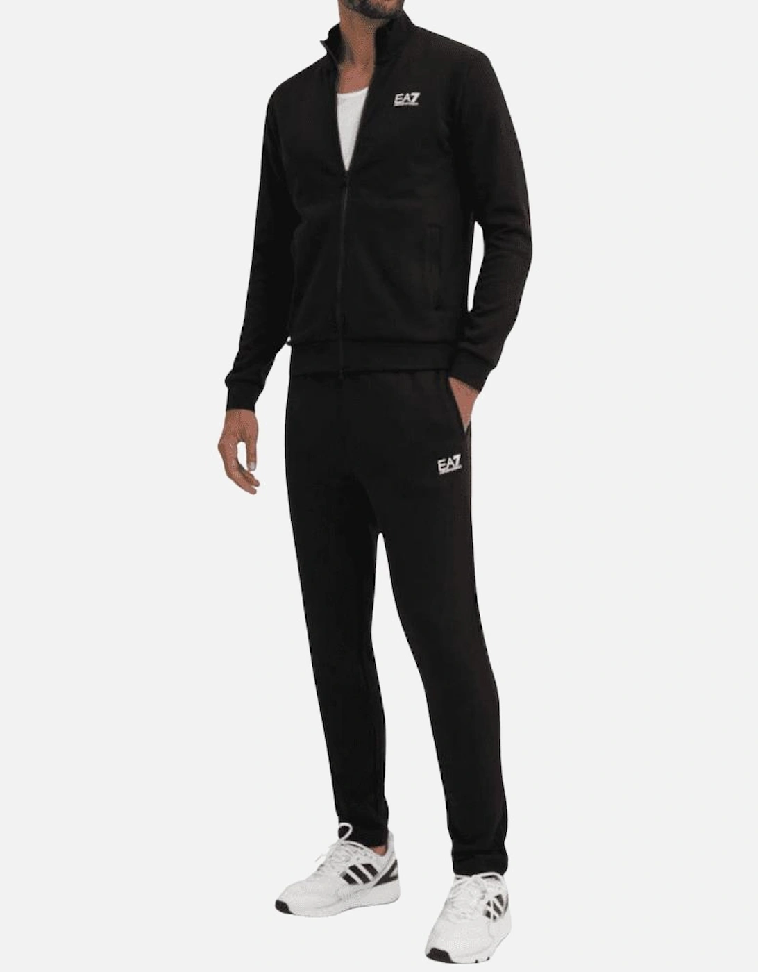 Core ID Open Bottom Black Funnel Neck Cotton Tracksuit, 2 of 1
