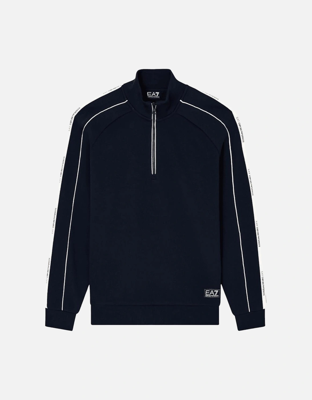 Tape Logo Navy Quarter Zip Sweatshirt, 3 of 2