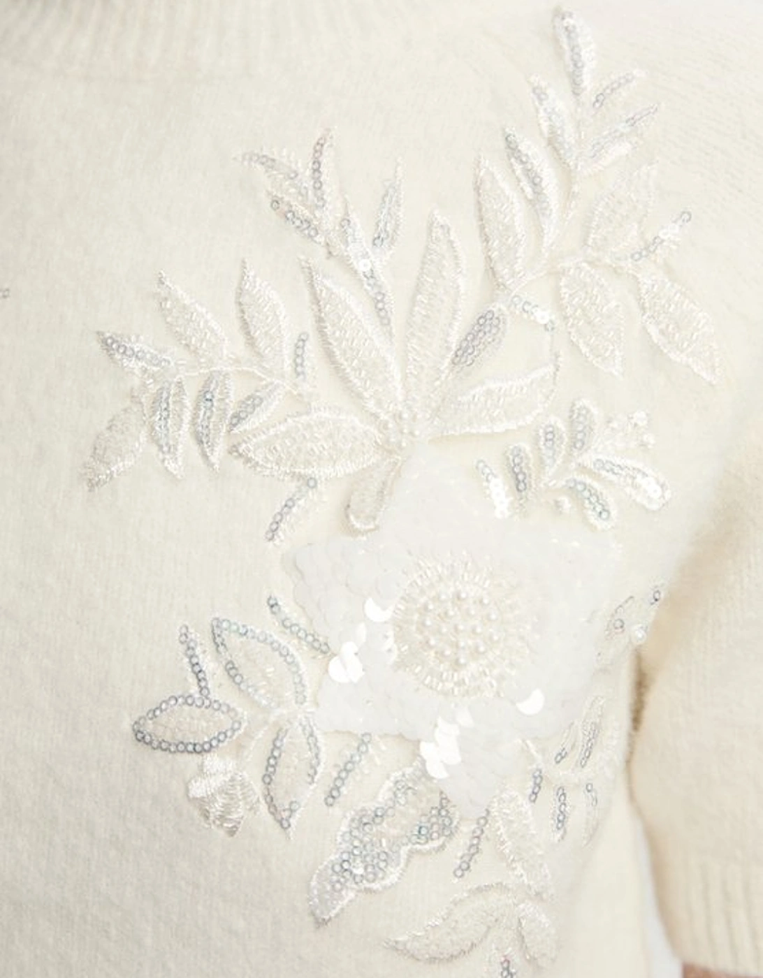 Archive Floral Embellished Cosy Wool Blend Top