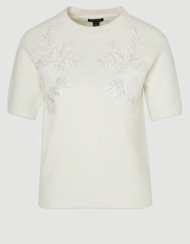 Archive Floral Embellished Cosy Wool Blend Top