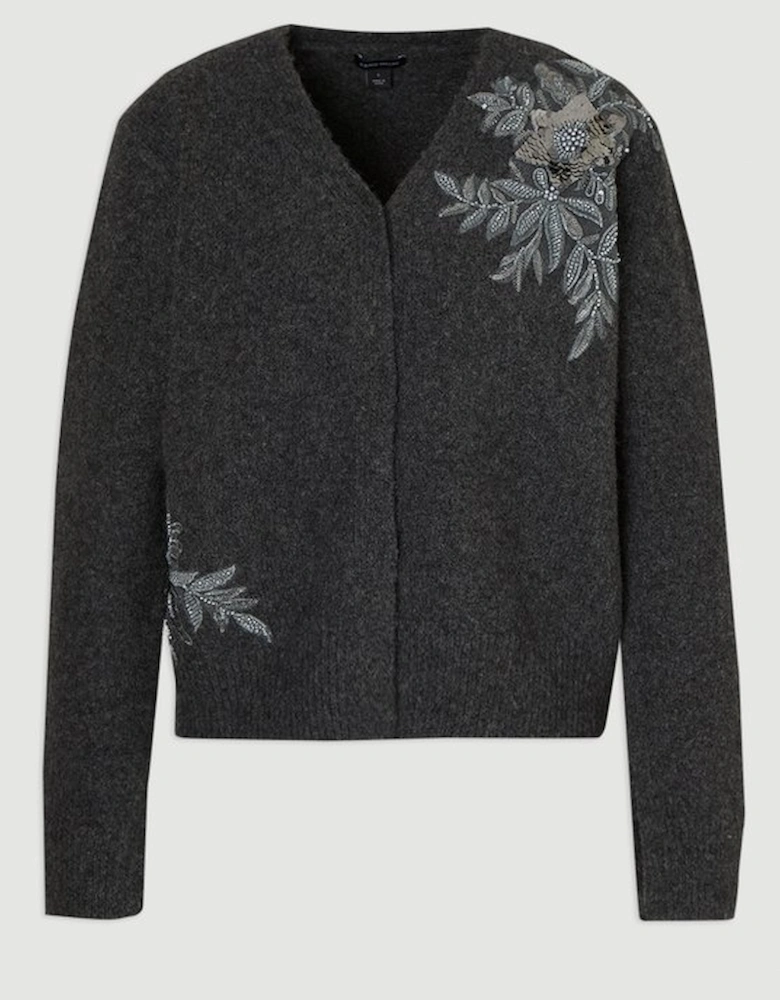 Archive Floral Embellished Cosy Wool Blend Cardigan