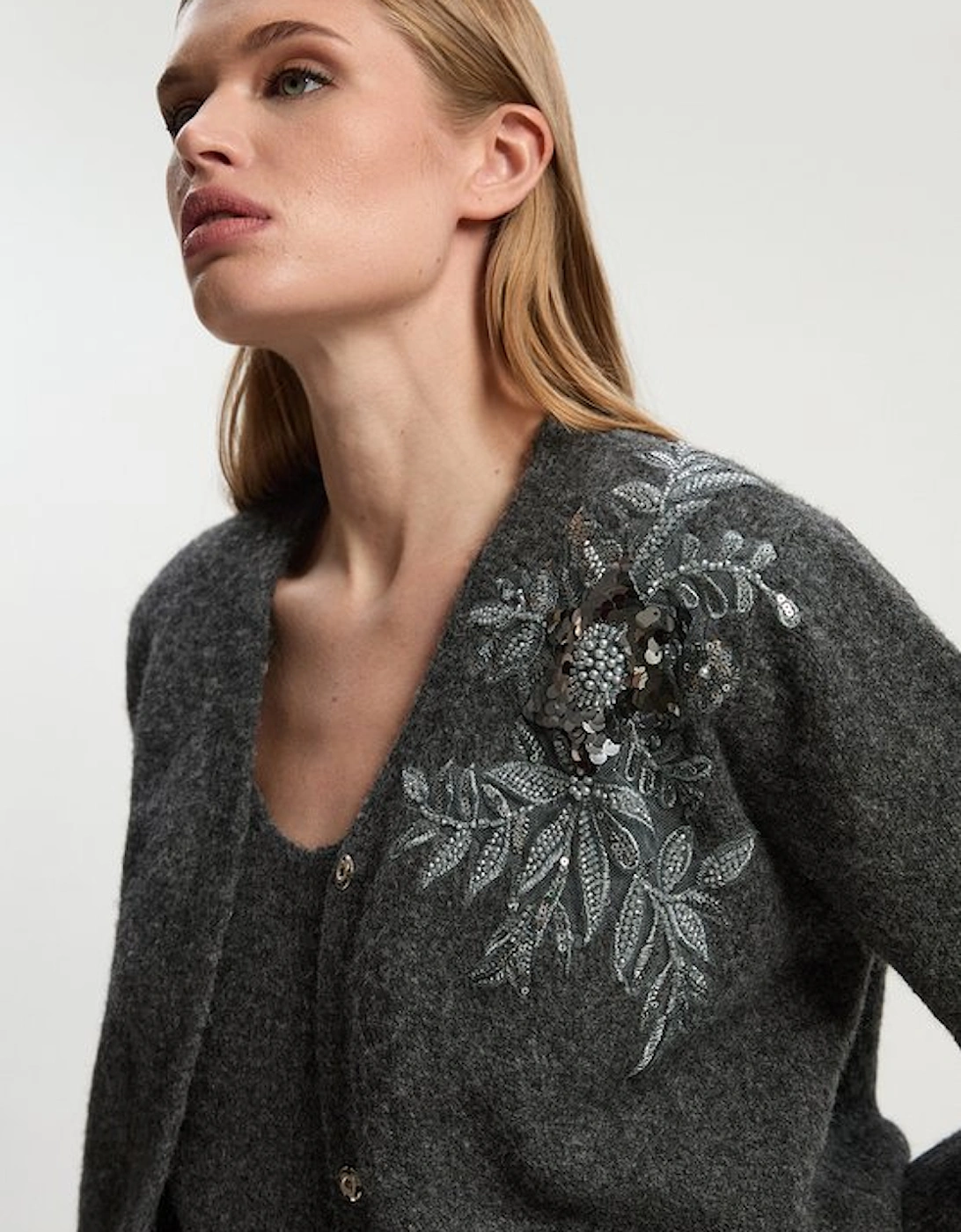 Archive Floral Embellished Cosy Wool Blend Cardigan