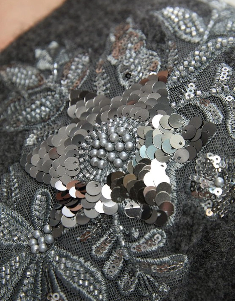 Archive Floral Embellished Cosy Wool Blend Cardigan